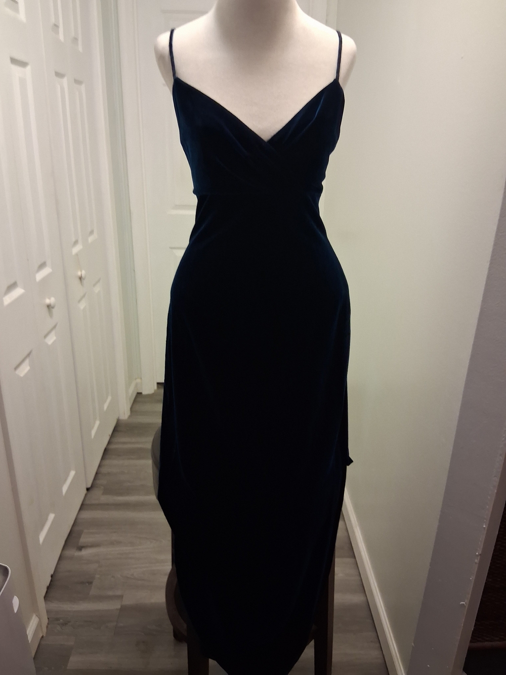 Cache Velvet Maxi Slip Dress in Navy